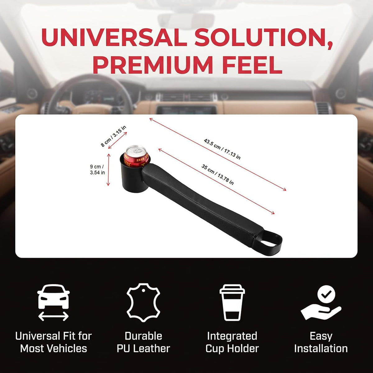 Car Seat Gap Filler Pad PU Leather Console Side Pocket Organizer with One Cup Holder for Cellphone Wallet Coin Key 2 Pcs (Black+Black Surface)